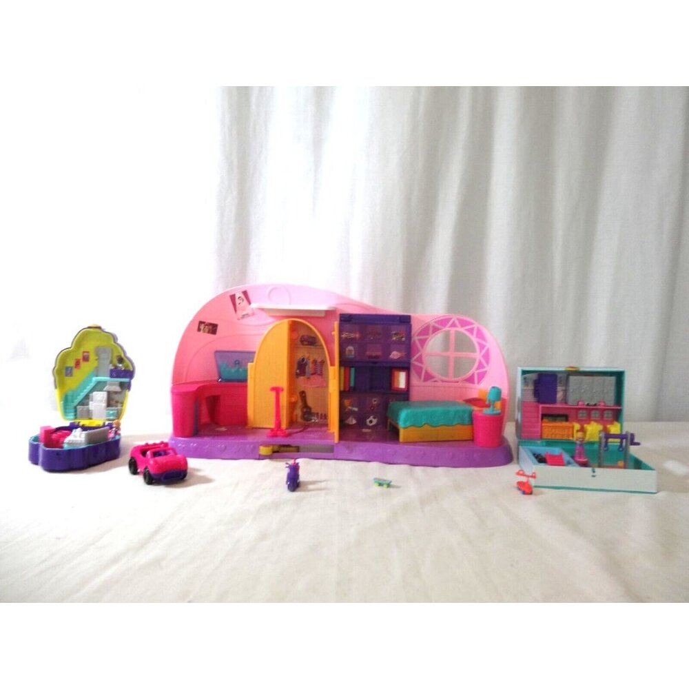 Polly Pocket Go Tiny Bedroom‎ Playset + Middle School + Cupcake Cafe